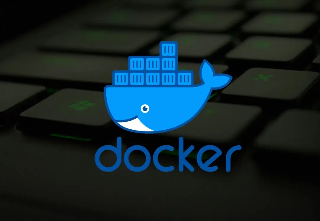 The docker logo on a keyboard.