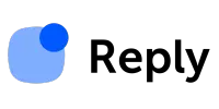 A blue and white logo with a blue circle in the middle.